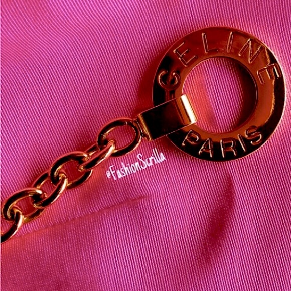 Celine Paris Vintage Barbie Pink Skirt With Attached medallion Chain Logo Belt - Picture 7 of 16